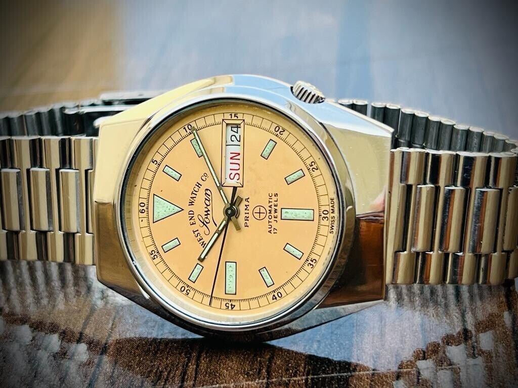 Vintage West End Co Rare Dial 35mm Automatic 17J Gents Watch W4457, Perfect - Grab A Watch Co