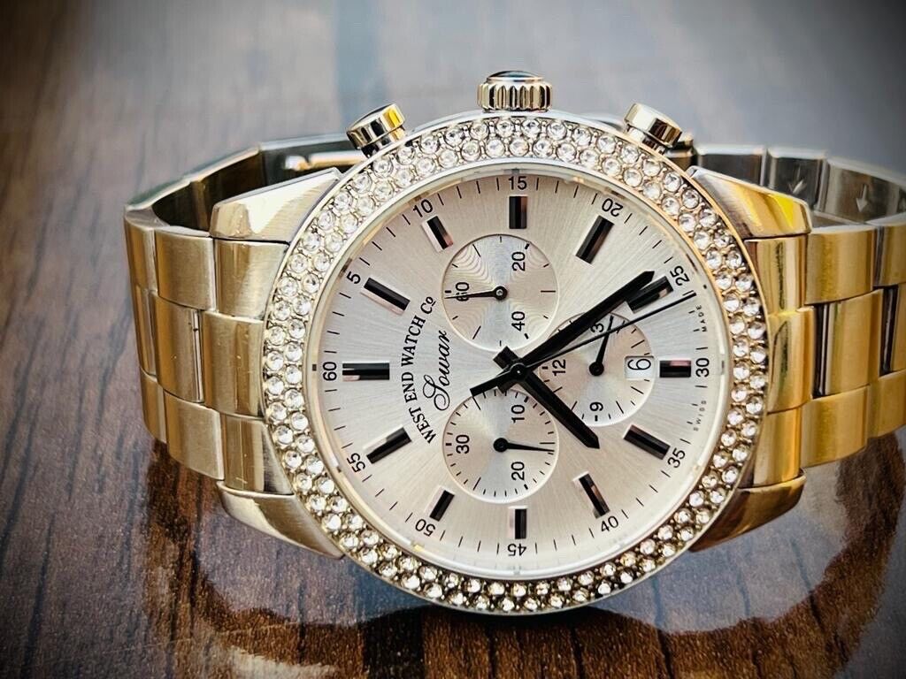 Vintage West End Diamond Bezel Jumbo Chronograph Mens Watch Swiss, Ultra Rare - Grab A Watch Co