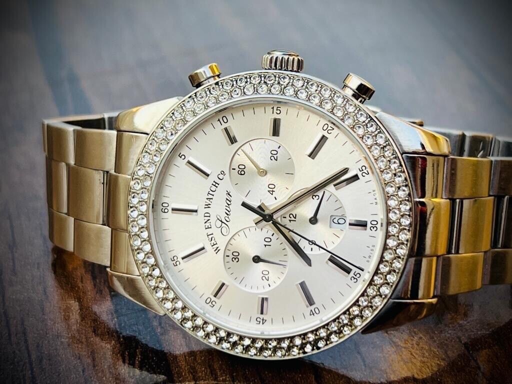 Vintage West End Diamond Bezel Jumbo Chronograph Mens Watch Swiss, Ultra Rare - Grab A Watch Co