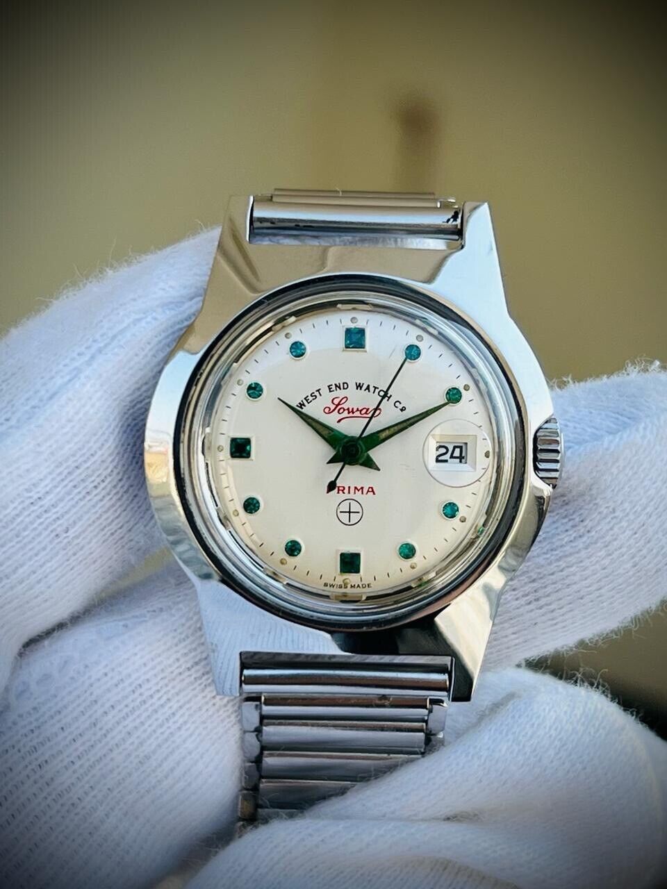 Vintage West End Emerald Dial Manual Wind Watch 32mm Swiss Made New Old Stock - Grab A Watch Co