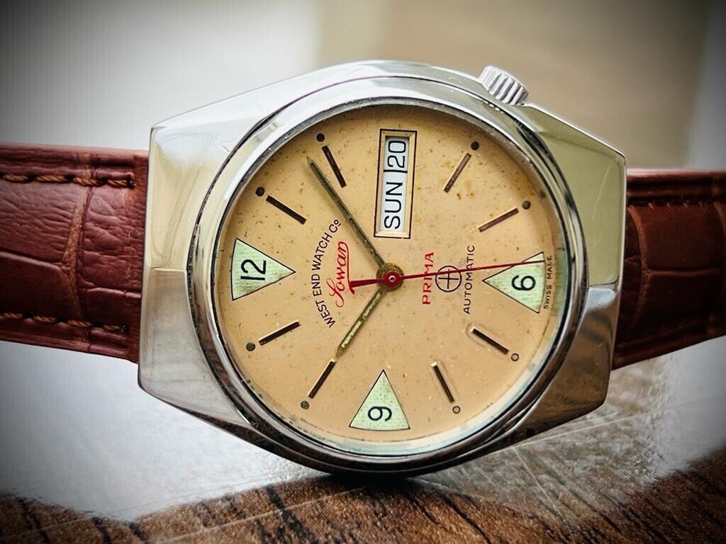Vintage West End Patina Dial 35mm Automatic Gents Watch Swiss Made - Grab A Watch Co
