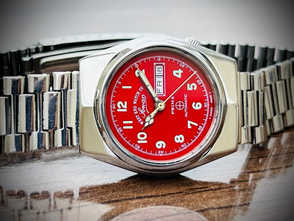 Vintage West End Red Dial 31mm Automatic Gents Watch Swiss Made, RARE - Grab A Watch Co
