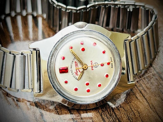 Vintage West End Ruby Dial Manual Wind Gents Watch 31mm, Swiss Made - Grab A Watch Co