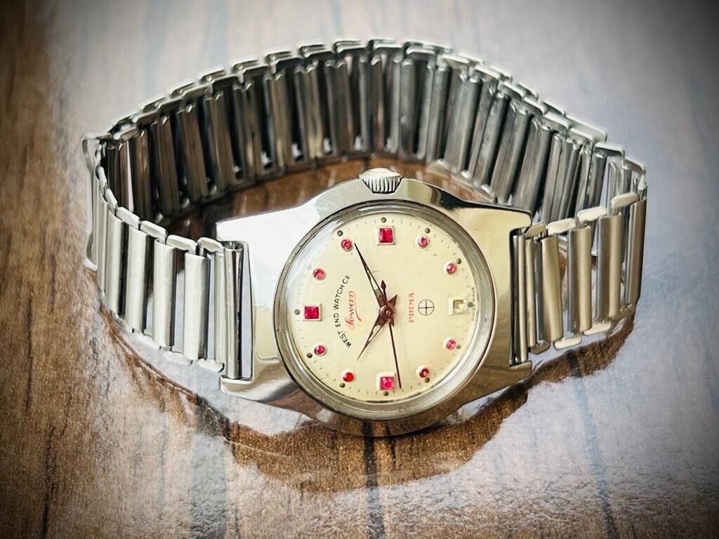 Vintage West End Ruby Dial Manual Wind Gents Watch 34mm, Swiss Made - Grab A Watch Co