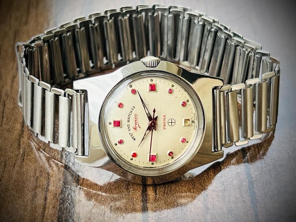 Vintage West End Ruby Dial Manual Wind Gents Watch 34mm, Swiss Made - Grab A Watch Co