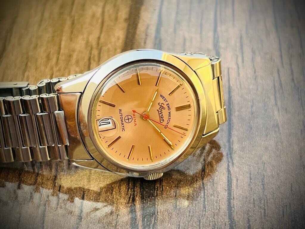 Vintage West End Salmon Dial 34mm Automatic Gents Watch Swiss Made - Grab A Watch Co