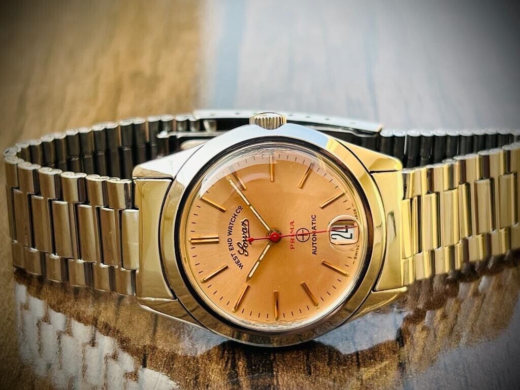 Vintage West End Salmon Dial 34mm Automatic Gents Watch Swiss Made - Grab A Watch Co