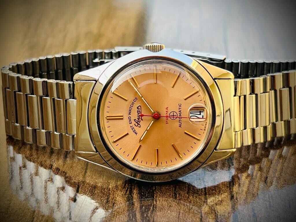 Vintage West End Salmon Dial 34mm Automatic Gents Watch Swiss Made - Grab A Watch Co