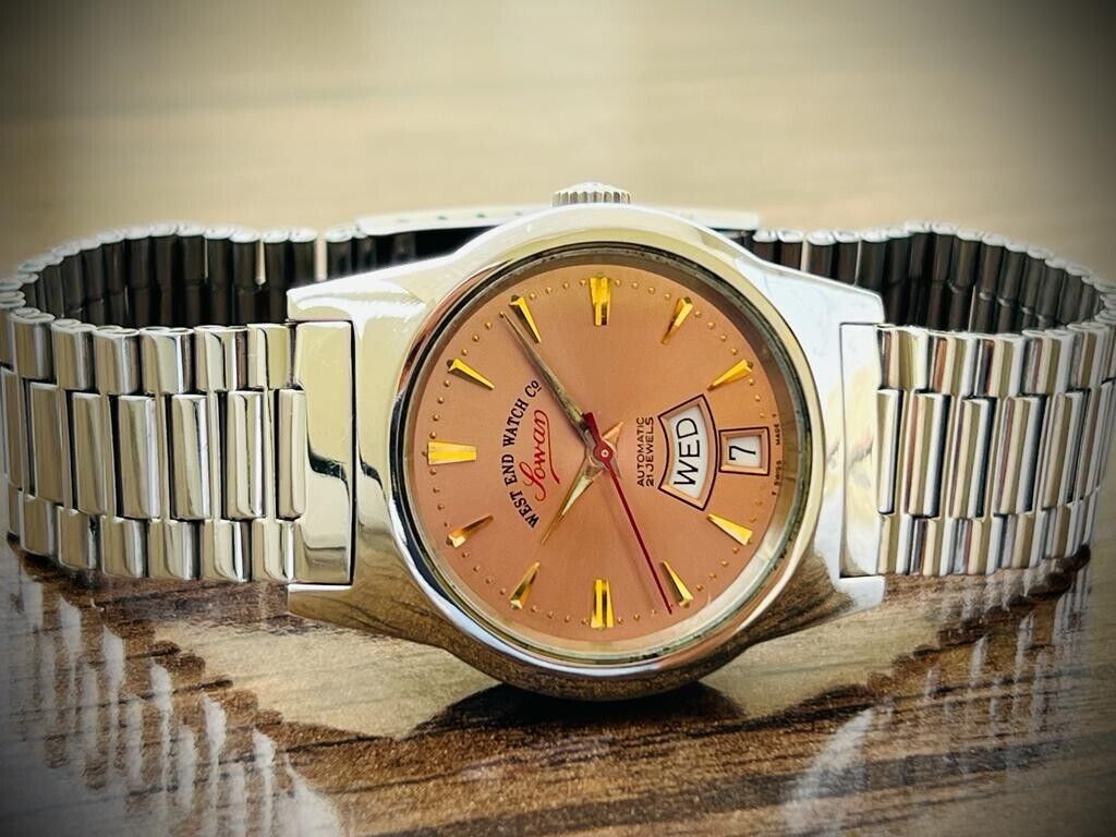 Vintage West End Salmon Dial 34mm Automatic Gents Watch Swiss Made, Perfect - Grab A Watch Co
