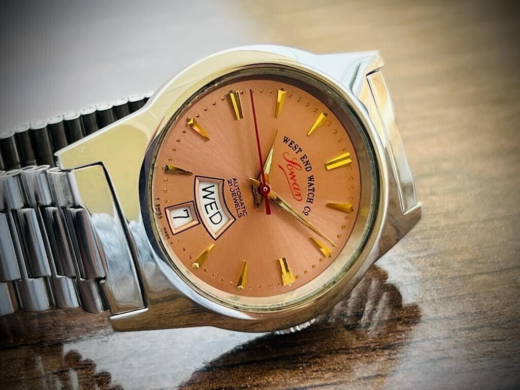 Vintage West End Salmon Dial 34mm Automatic Gents Watch Swiss Made, Perfect - Grab A Watch Co