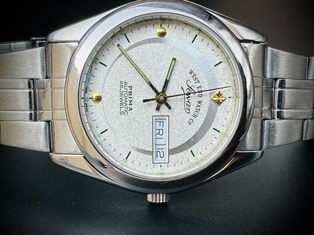Vintage West End Watch Co Automatic 25 Jewels Rare Ice Dial 36mm Swiss Made - Grab A Watch Co