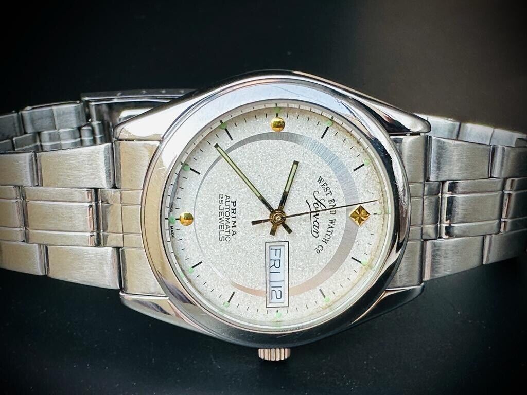Vintage West End Watch Co Automatic 25 Jewels Rare Ice Dial 36mm Swiss Made - Grab A Watch Co