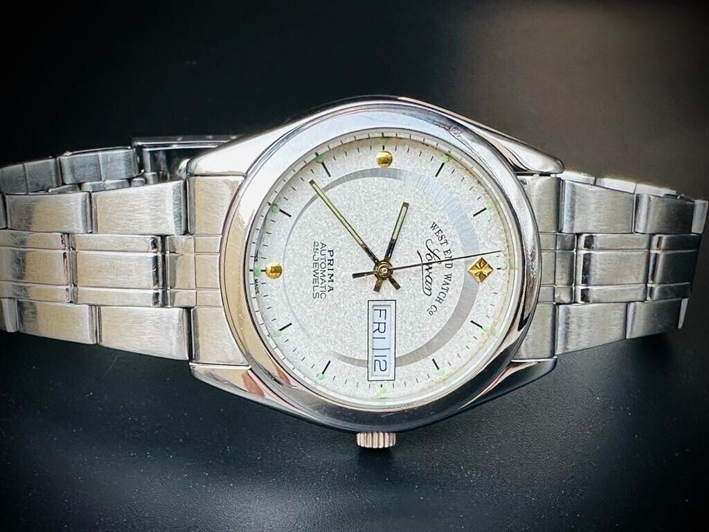 Vintage West End Watch Co Automatic 25 Jewels Rare Ice Dial 36mm Swiss Made - Grab A Watch Co
