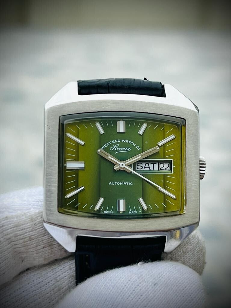 Vintage West End Watch Co Green Dial TV Shape 35mm Automatic Gents Watch, RARE - Grab A Watch Co