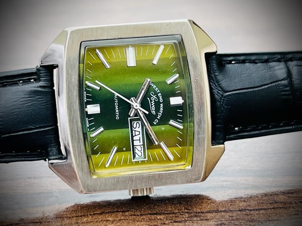 Vintage West End Watch Co Green Dial TV Shape 35mm Automatic Gents Watch, RARE - Grab A Watch Co