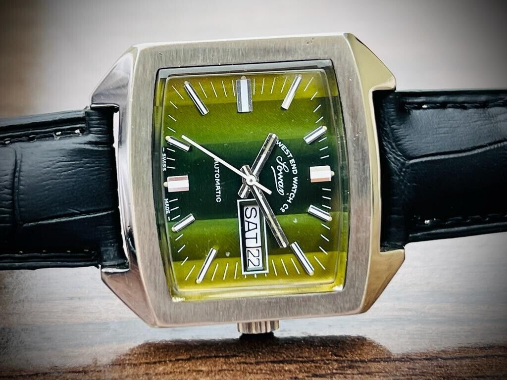 Vintage West End Watch Co Green Dial TV Shape 35mm Automatic Gents Watch, RARE - Grab A Watch Co