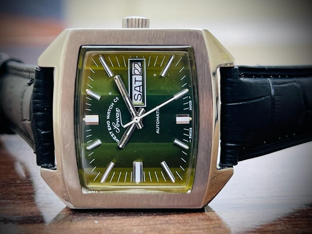 Vintage West End Watch Co Green Dial TV Shape 35mm Automatic Gents Watch, RARE - Grab A Watch Co