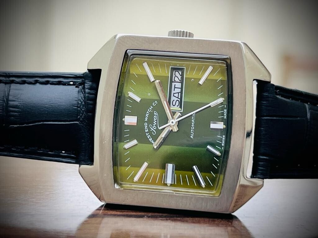 Vintage West End Watch Co Green Dial TV Shape 35mm Automatic Gents Watch, RARE - Grab A Watch Co