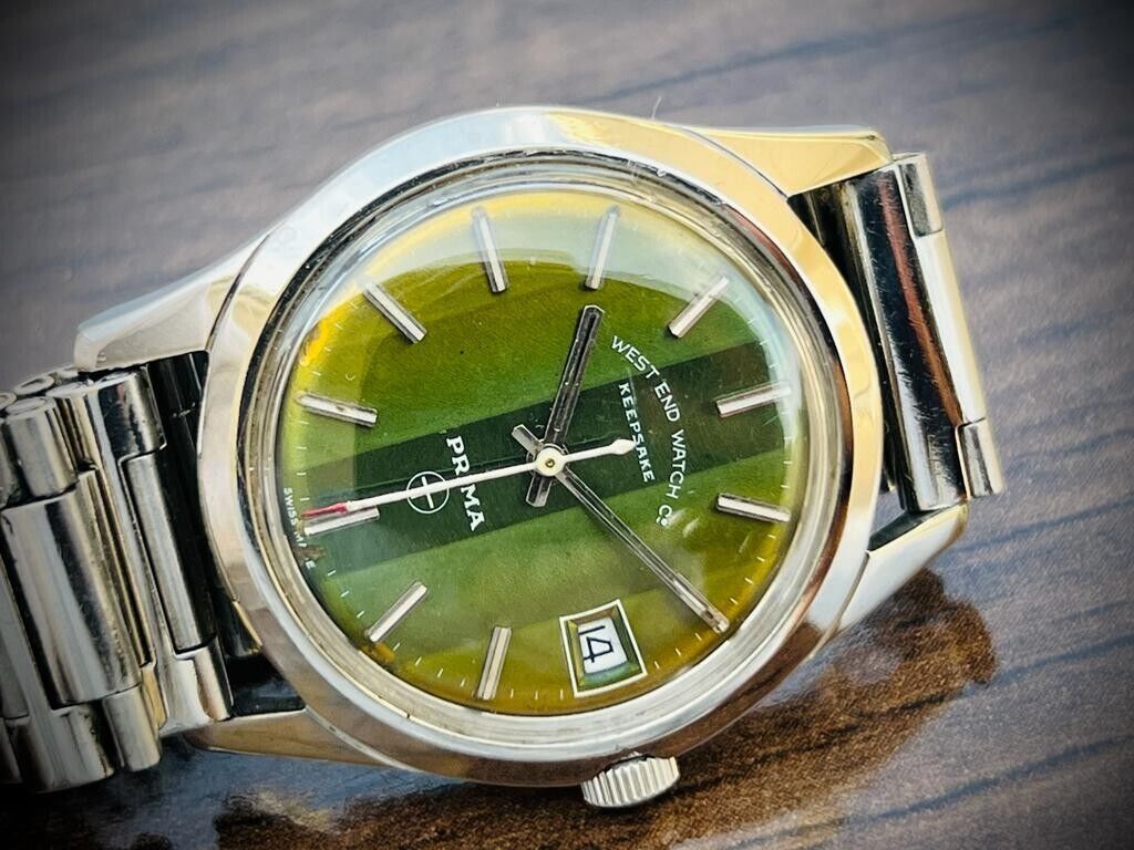 Vintage West End Watch Co Keepsake Green Dial 33mm Automatic Gents Watch, RARE - Grab A Watch Co