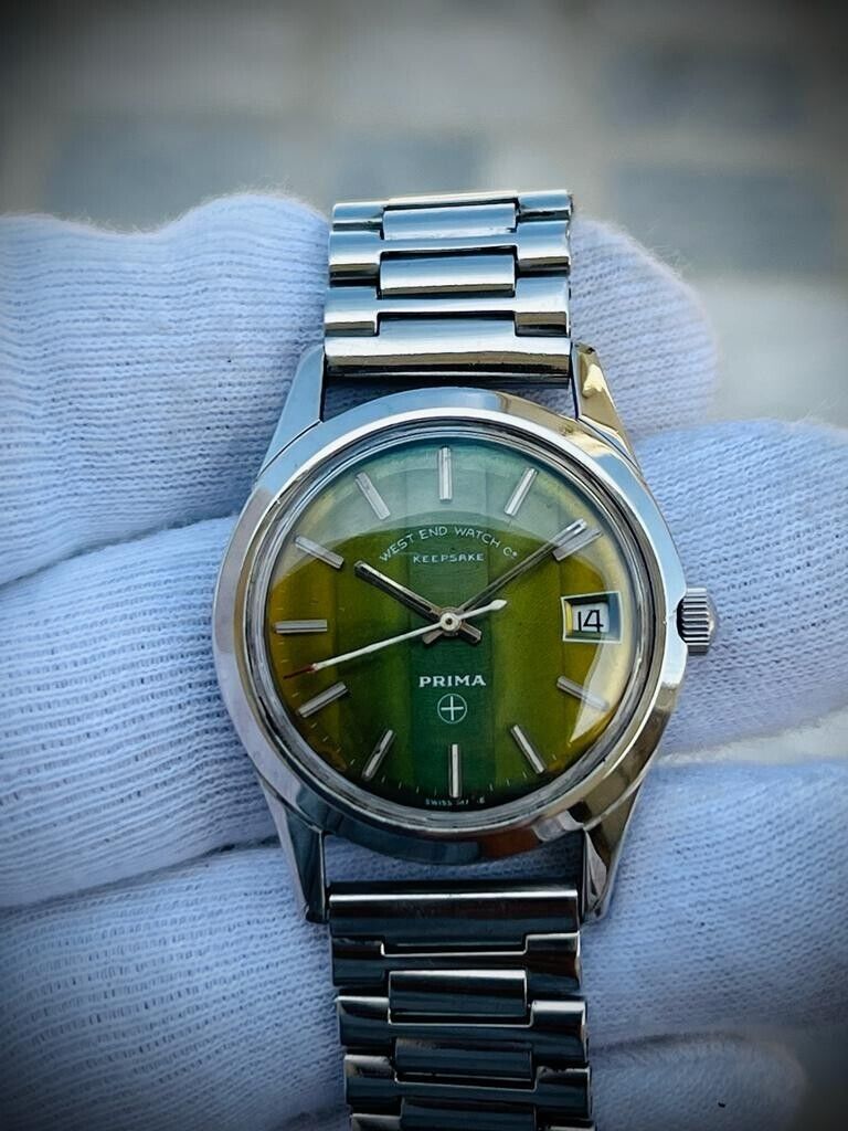 Vintage West End Watch Co Keepsake Green Dial 33mm Automatic Gents Watch, RARE - Grab A Watch Co