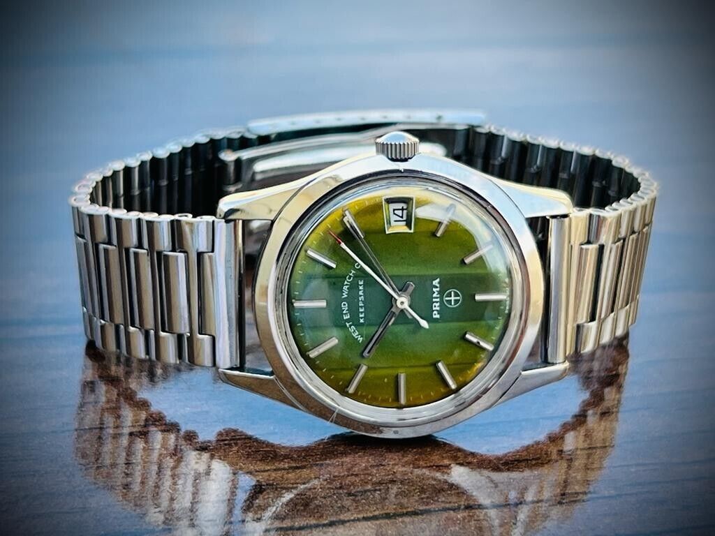 Vintage West End Watch Co Keepsake Green Dial 33mm Automatic Gents Watch, RARE - Grab A Watch Co