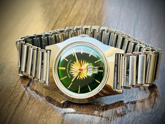 Vintage West End Watch Green Dial Manual Winding Swiss Made 34mm - Grab A Watch Co