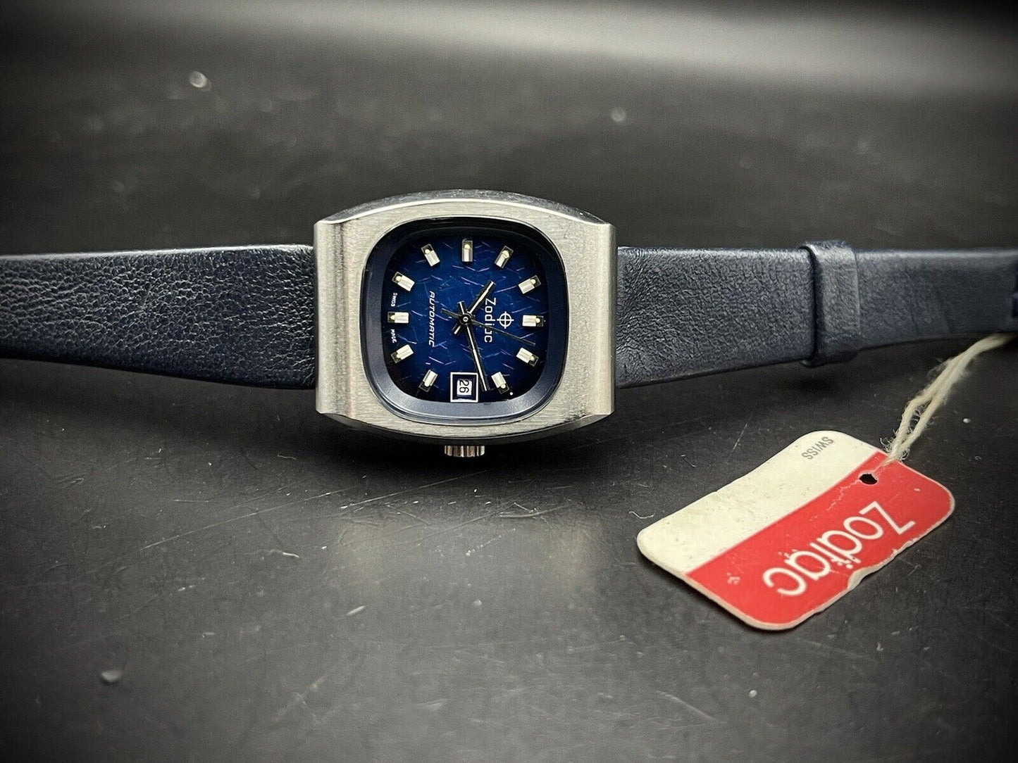 Vintage Zodiac Blue Crystal Dial NOS Automatic 25mm Ladies Watch, Swiss made - Grab A Watch Co