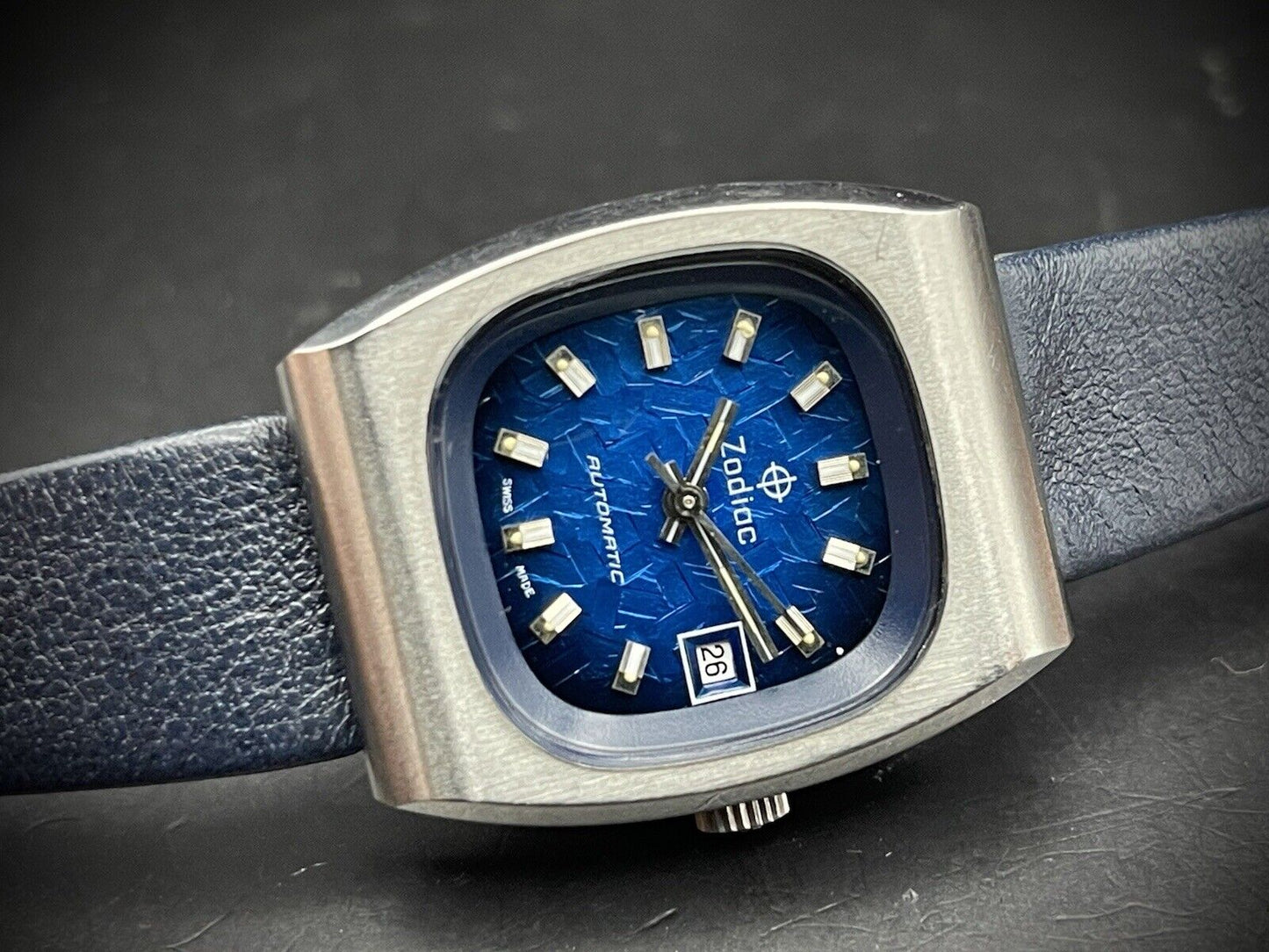 Vintage Zodiac Blue Crystal Dial NOS Automatic 25mm Ladies Watch, Swiss made - Grab A Watch Co