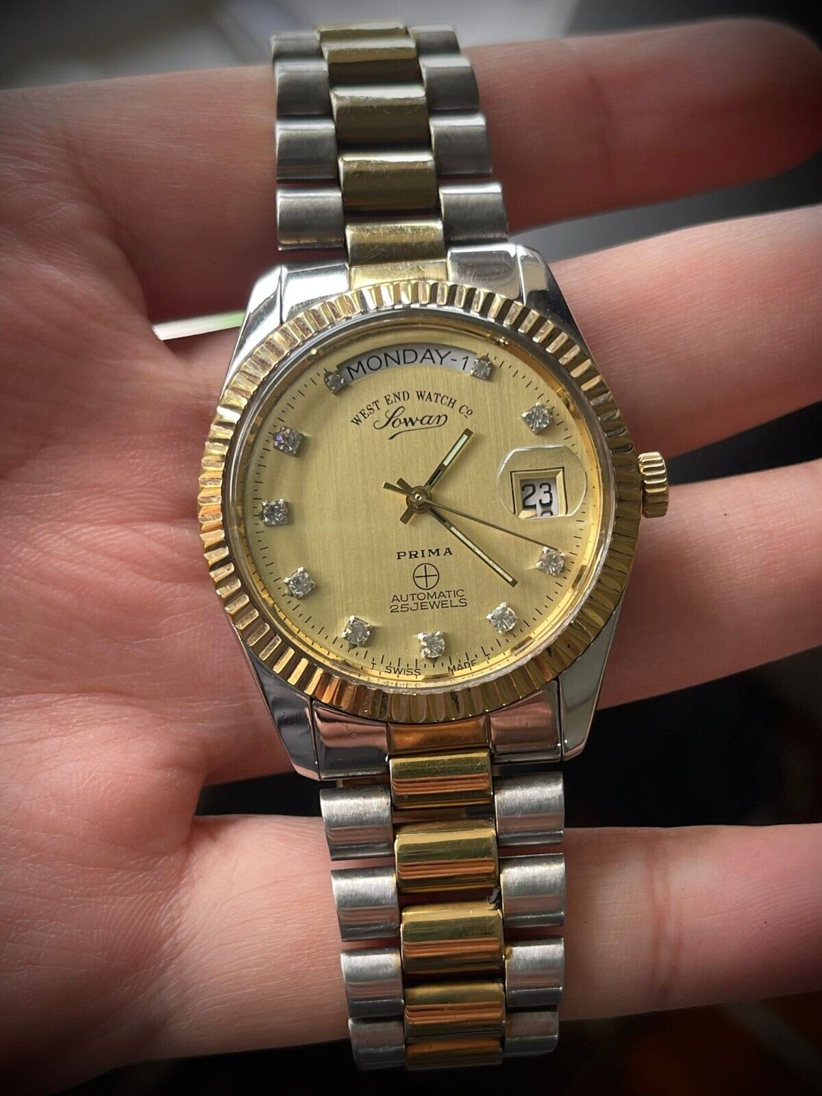 West End Co President Diamond Dial Automatic Gents Watch, 37mm Swiss 145027-20 - Grab A Watch Co