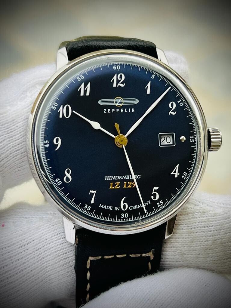 Zeppelin Hindenburg LZ 129 German Mems Watch 40mm Quartz Navy Blue, Perfect - Grab A Watch Co