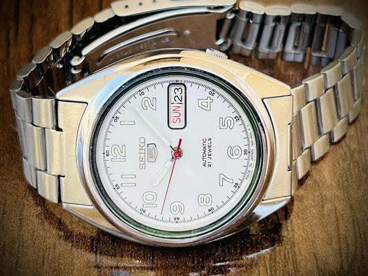 100% Genuine Seiko 5 Automatic White Dial 7s26-0480 Mens Watch 35mm - Grab A Watch Co