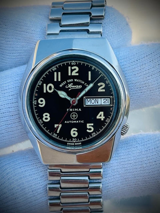 Vintage West End Black Dial 36mm Automatic Gents Watch Swiss Made, Perfect