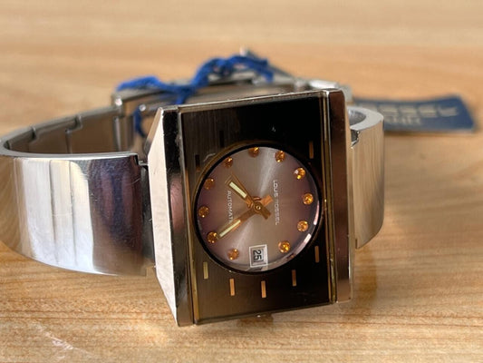 Vintage Louis Rossel Orange Stone Dial 26mm Automatic Ladies Watch NOS + Tag