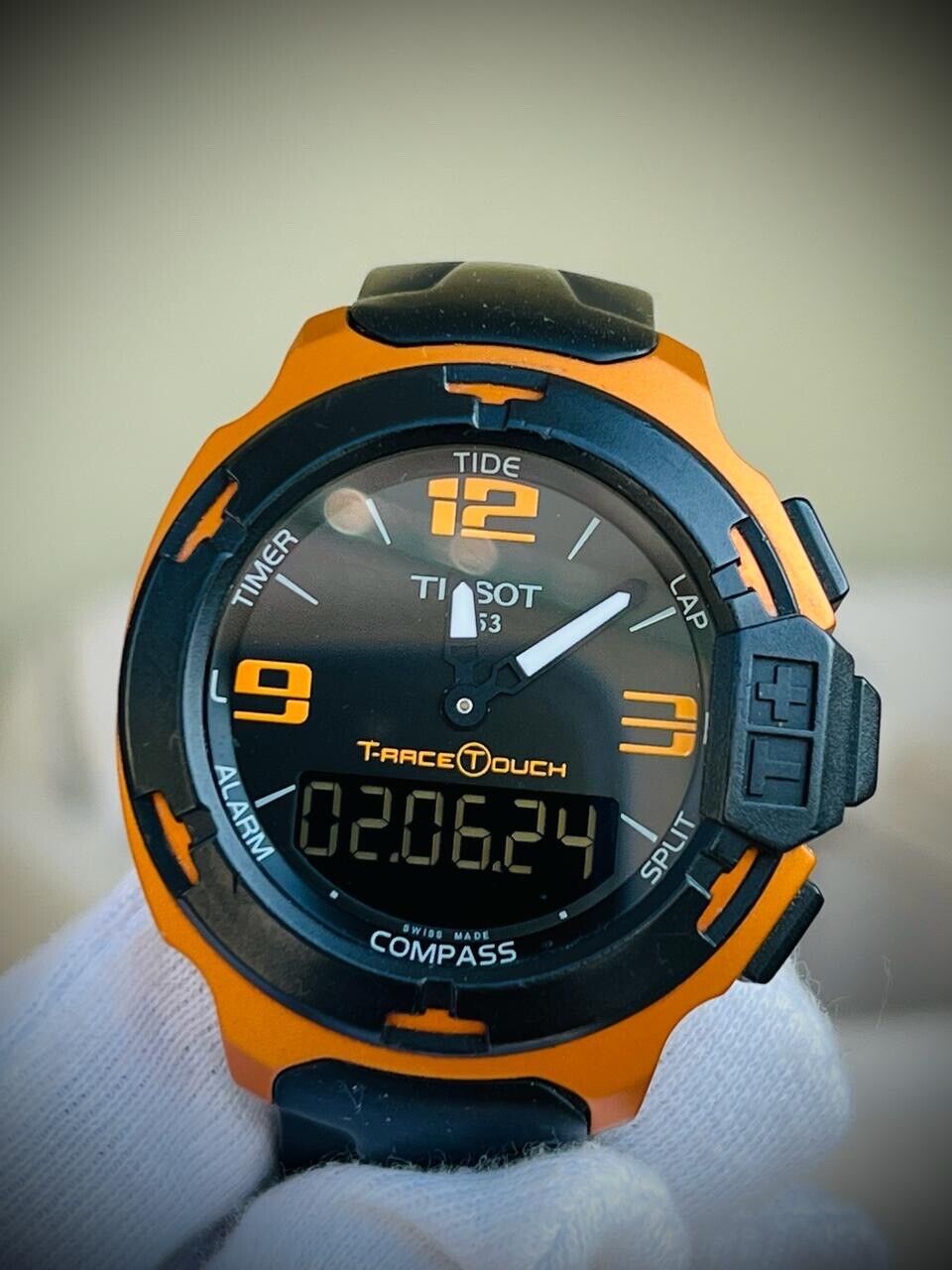 Tissot T-Race Touch Digital 46mm Mens Watch, Swiss, Aluminium Orange Mens Watch