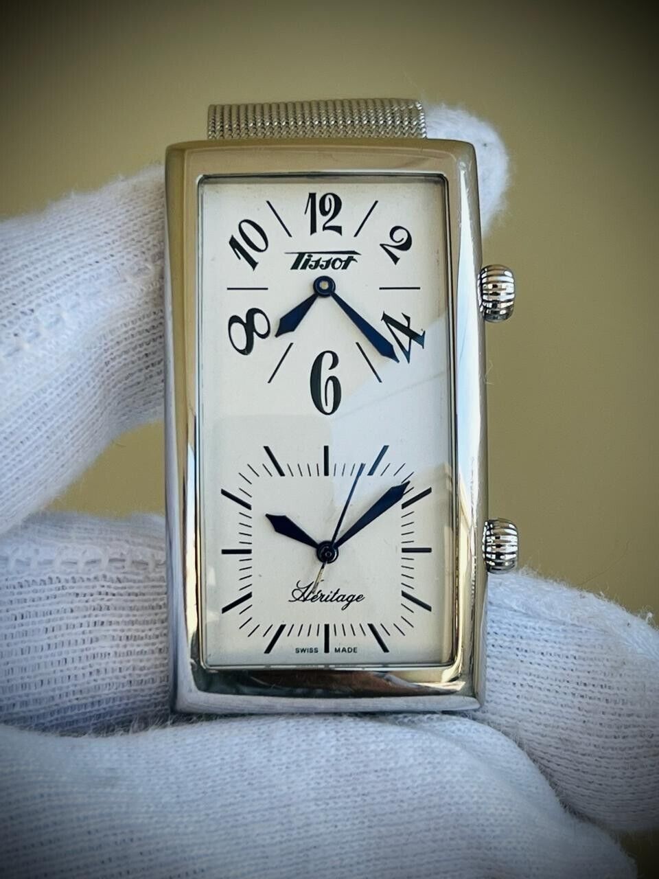 Vintage Tissot Heritage Dual Time Item Rare Watch mens watch 28x50mm Quartz