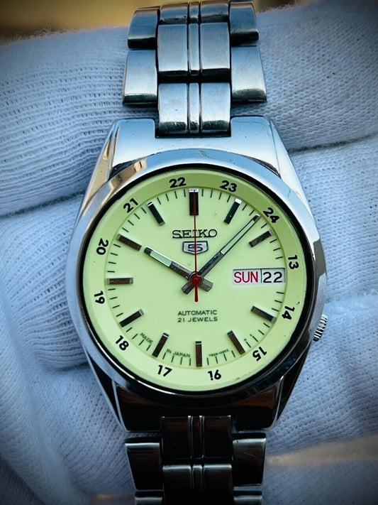 Seiko 5 Automatic Railway Radium Dial 21 Jewels 7s26-00X0, 36mm Gents Watch #804