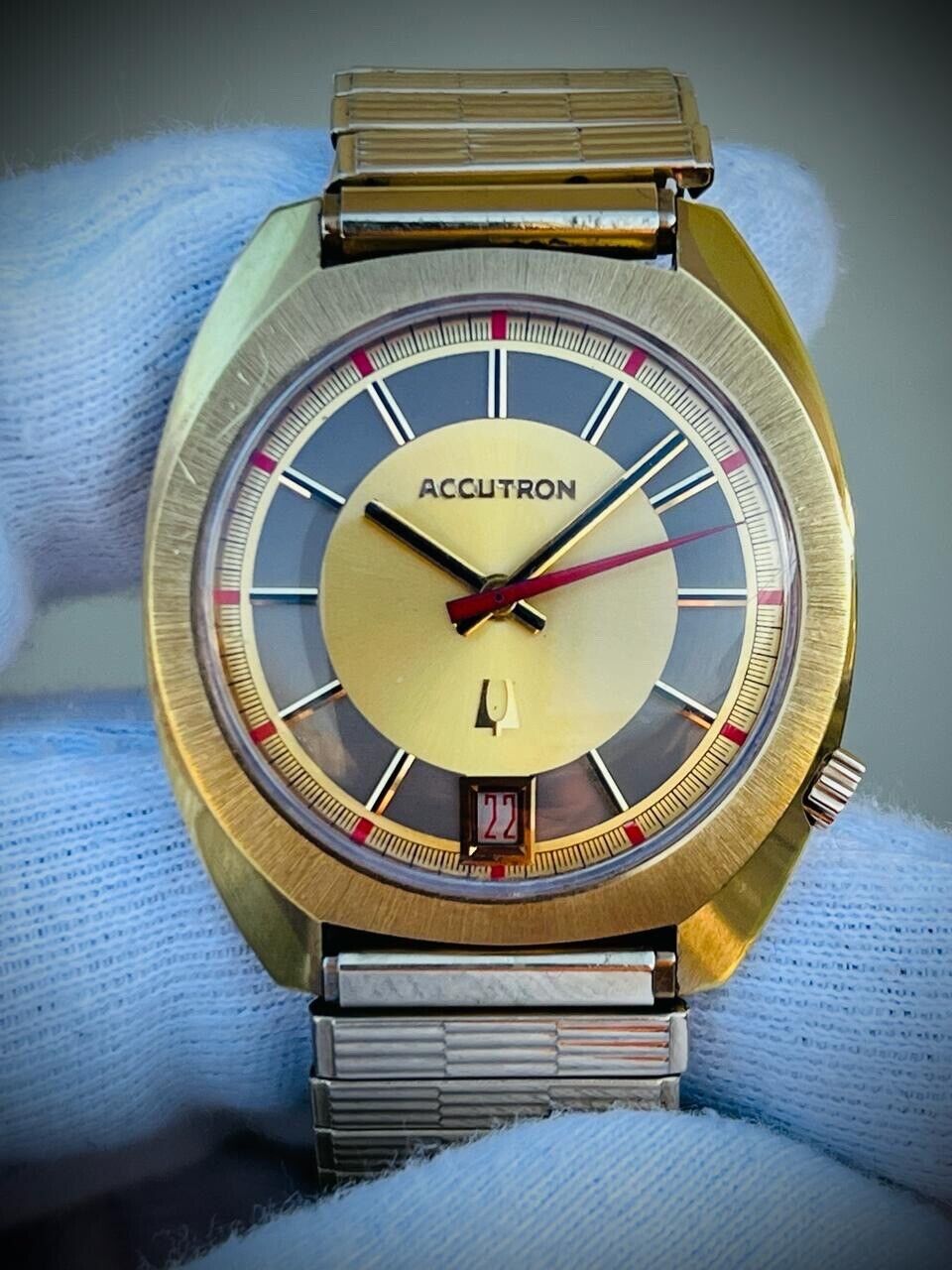 Vintage Bulova Accutron 10k GP Slim 36mm Tuning Fork Movement, Mens Watch, RARE