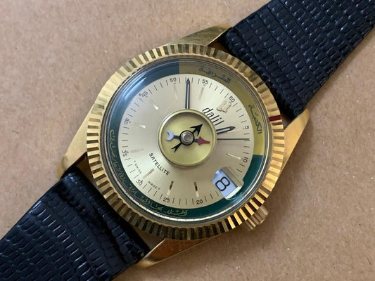Vintage Dalil Muslim Satellite 1970’s NOS Mens Watch, ETA 2824, Swiss Made 35mm
