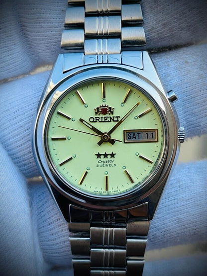 Vintage Orient 3 Star Radium Dial Automatic Mens Watch, Beautiful 37mm