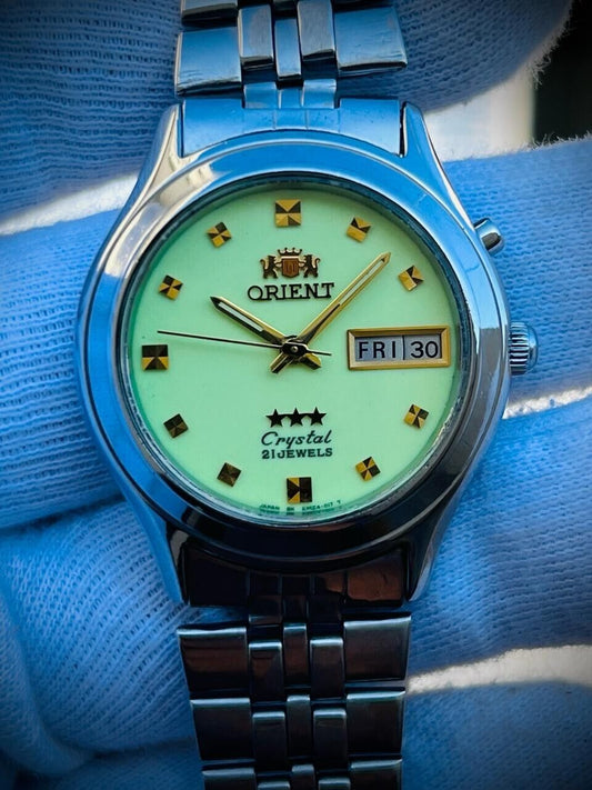Vintage Orient 3 Star Radium Dial Automatic Mens Watch, Beautiful 35mm