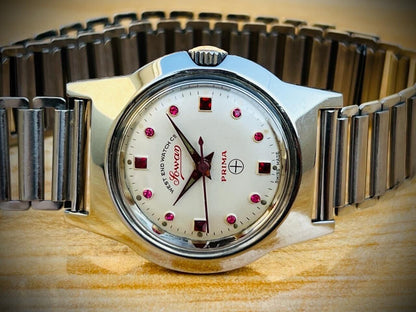 Vintage West End Ruby Dial Manual Wind Mens Watch 32mm Swiss Made