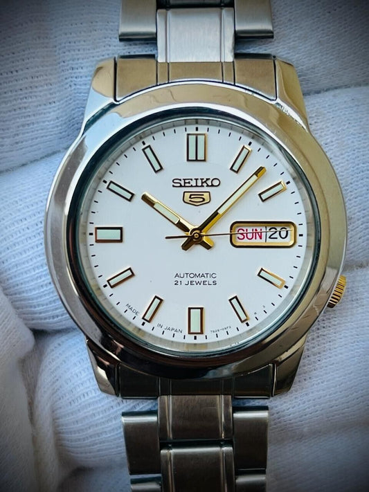 Seiko 5 Automatic 21 Jewels White Dial, 7S26-02W0 39mm Men’s Watch