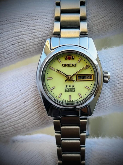 Vintage Orient 3 Star Radium Dial Automatic Ladies Watch, Beautiful 24mm