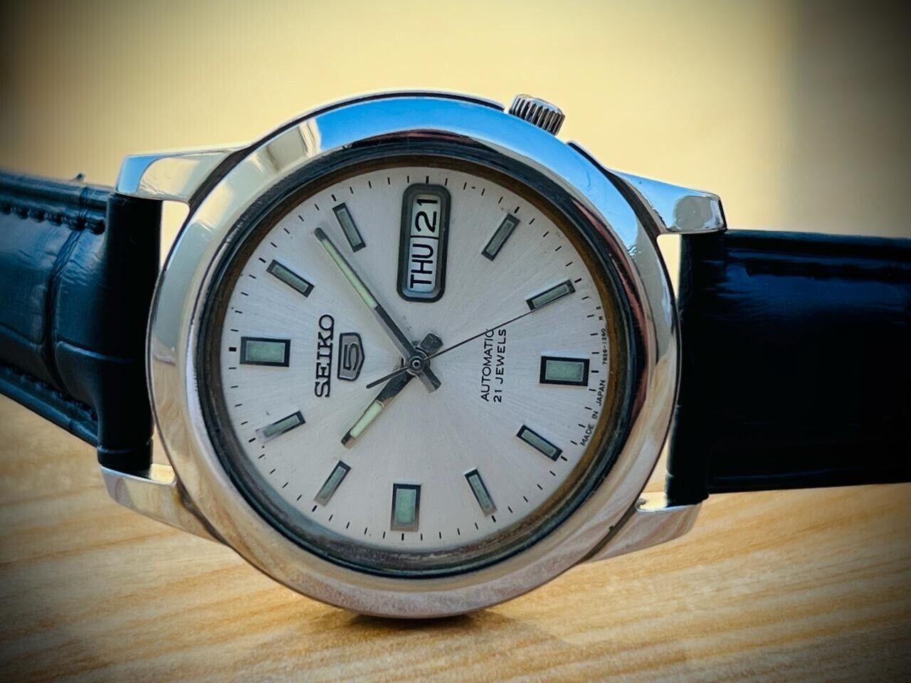 Seiko 5 Automatic Silver Dial 21 Jewels 7s26 Japan 39mm Big Size Mens Watch