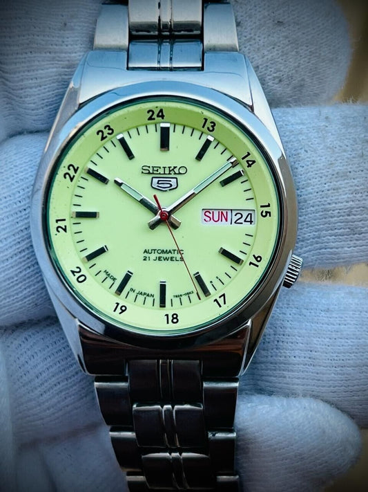 Seiko 5 Automatic Railway Radium Dial 21 Jewels 7s26-02F0, 37mm Mens Watch