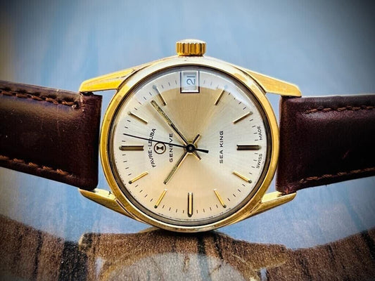 Vintage Favre Leuba Geneve Sea King Manual Wind Mens Watch 30mm
