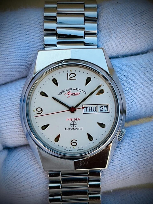 Vintage West End Rare White Dial 36mm Automatic Gents Watch Swiss Made, Perfect