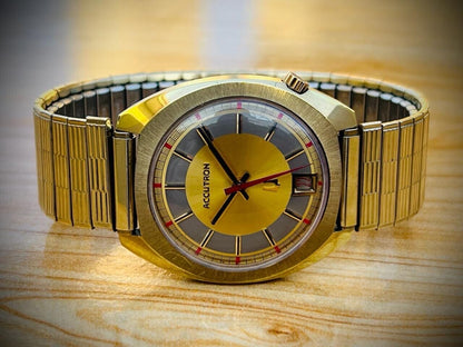 Vintage Bulova Accutron 10k GP Slim 36mm Tuning Fork Movement, Mens Watch, RARE