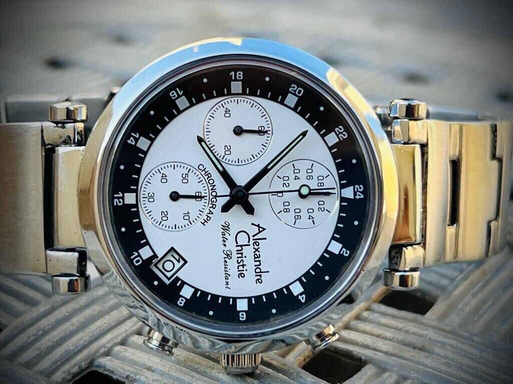 Alexandre Christie Chronograph 30m White Dial Sapphire Japan Made 38mm - Grab A Watch Co