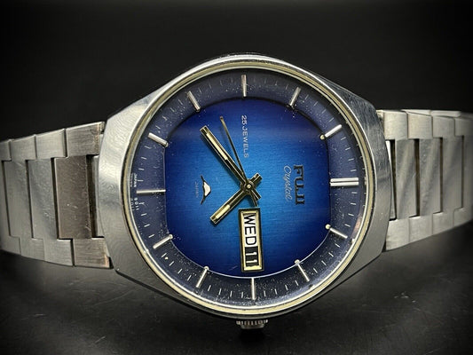 Beautiful Fuji 25 Jewels Blue Dial Automatic Mens Watch - Grab A Watch Co